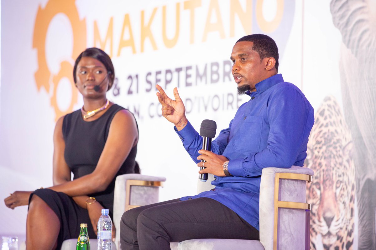 SamuelEtoo68469's tweet photo. Ravi d'être invité d'honneur lors du #Makutano9 . Ce moment d'échange s'est conclu par un message chaleureux d'encouragement aux jeunes Africains qui excellent à l'étranger, les invitant à envisager un retour sur le continent. 🌍🌍 https://t.co/GR129iabpt