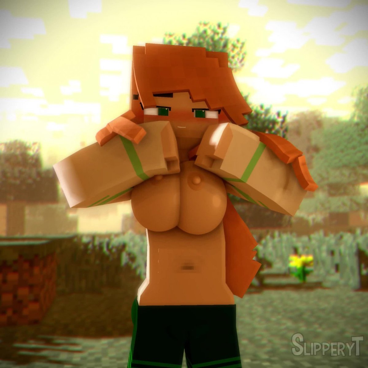 "Looks like Amber really likes to walk around without a shirt~"