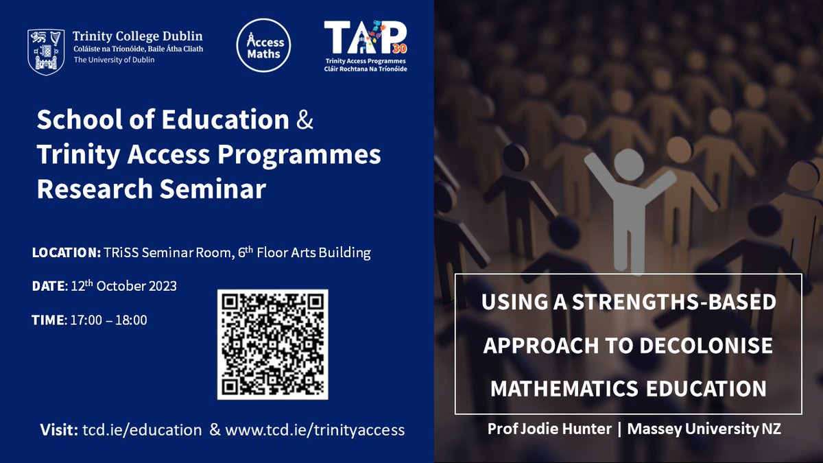 Dr Aibhín Bray (@draibhin) on Twitter photo Join <a href="/DrJodieHunter/">Jodie Hunter</a> for a <a href="/SchoolofEdTCD/">School of Education</a> & <a href="/AccessTCD/">TAP</a> research seminar on 12th October at 5pm! tcd.ie/education/news… @AccessMathsTCD <a href="/imtanational/">Irish Maths Teachers’ Association</a> <a href="/ImtaDublin/">IMTA Dublin Branch</a> Join <a href="/DrJodieHunter/">Jodie Hunter</a> for a <a href="/SchoolofEdTCD/">School of Education</a> & <a href="/AccessTCD/">TAP</a> research seminar on 12th October at 5pm! tcd.ie/education/news… @AccessMathsTCD <a href="/imtanational/">Irish Maths Teachers’ Association</a> <a href="/ImtaDublin/">IMTA Dublin Branch</a>
