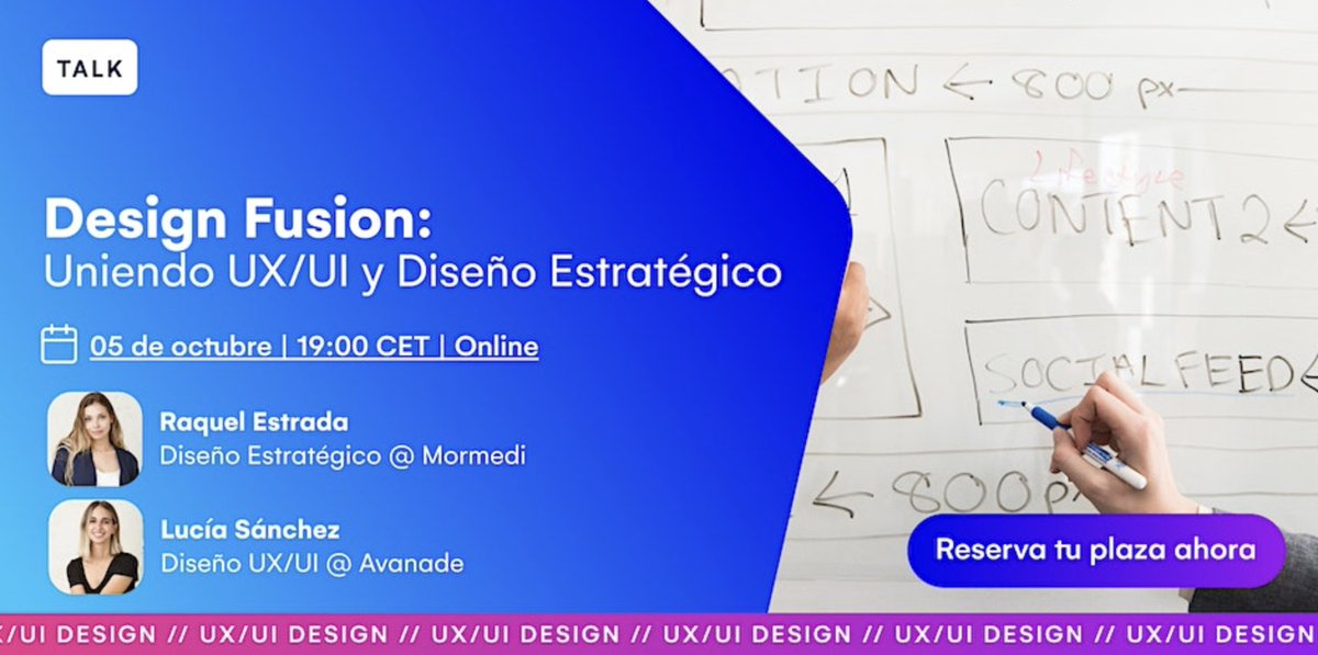 mormedi (@mormedi) on Twitter photo Este jueves a las 19h, nuestra compañera Raquel Estrada, estará participando en este evento de <a href="/ironhackspain/">Ironhack Spain</a> titulado "Design Fusion: Uniendo UX/UI y Diseño Estratégico". Es gratuito y será online.
eventbrite.com/e/entradas-onl… Este jueves a las 19h, nuestra compañera Raquel Estrada, estará participando en este evento de <a href="/ironhackspain/">Ironhack Spain</a> titulado "Design Fusion: Uniendo UX/UI y Diseño Estratégico". Es gratuito y será online.
eventbrite.com/e/entradas-onl…