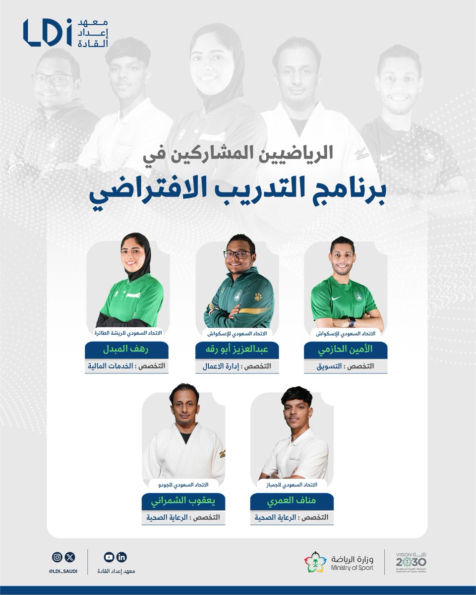 📝 | #معهد_إعداد_القادة يطلق برنامج التدريب الافتراضي لتطوير مهارات اللاعبين، ضمن سلسلة برامج التطوير والتدريب التي ينفذها المعهد تحقيقًا لمستهدفات #رؤية_المملكة2030 .