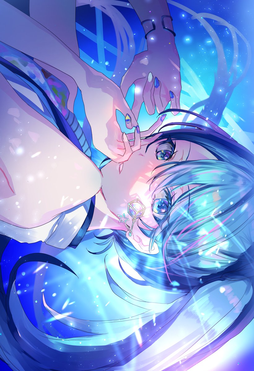 hatsune miku 1girl solo long hair jewelry blue hair twintails blue eyes  illustration images