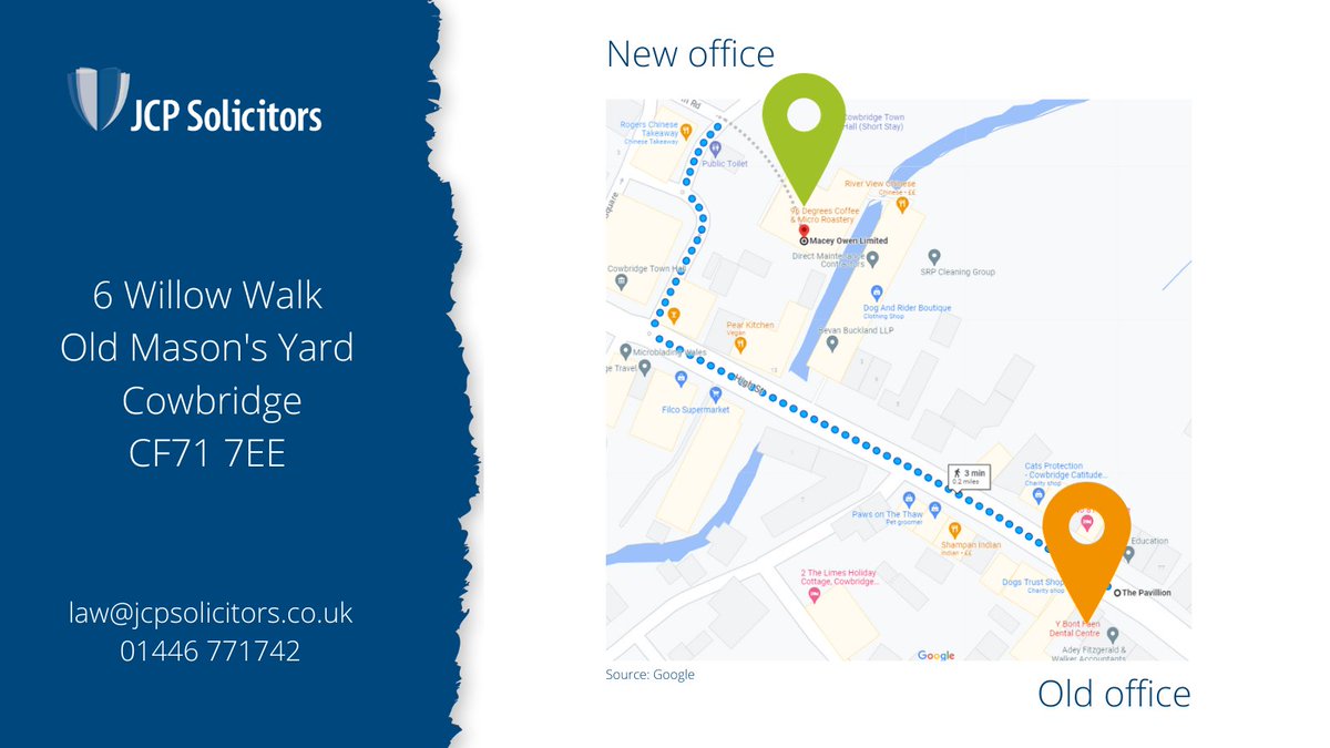 jcpsolicitors's tweet image. Our #Cowbridge office has moved! 

📍 You can now find us at 6 Willow Walk, Old Mason's Yard, Cowbridge, CF71 7EE. All other contact details remain the same.

Get in touch 👇
📞 01446 771742
📧 law@jcpsolicitors.co.uk
💻 24/7 Live Chat: jcpsolicitors.co.uk