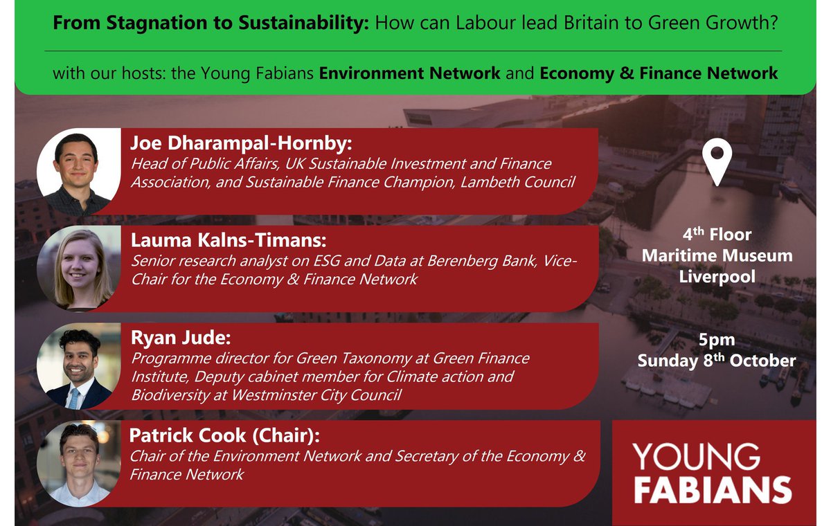 Very excited to announce our Labour Party Conference fringe event, hosted by @EnvironmentYF & @EconFinYF looking into Green Growth. Details below! Hope to see you there! 🐢