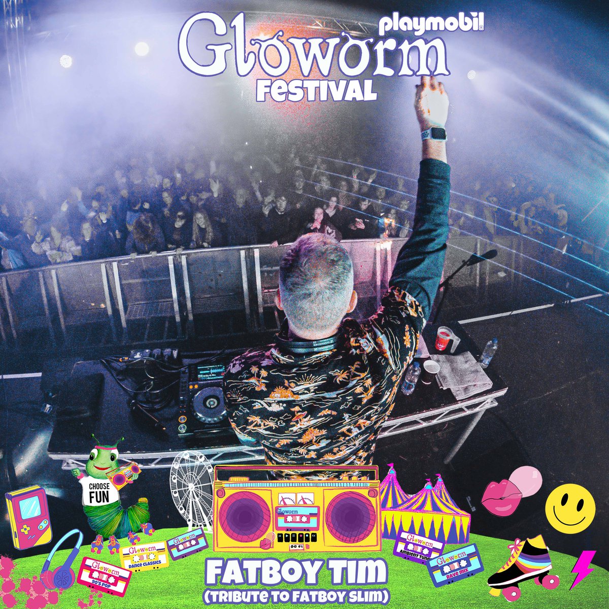 Calling all campers, this one's for you 📢 Fatboy Tim will be performing live on the main stage on Friday 16th August bringing those Friday night vibes to Gloworm exclusively for our Campers, Glampers & live-in vehicle festival goers! 🤩🎉