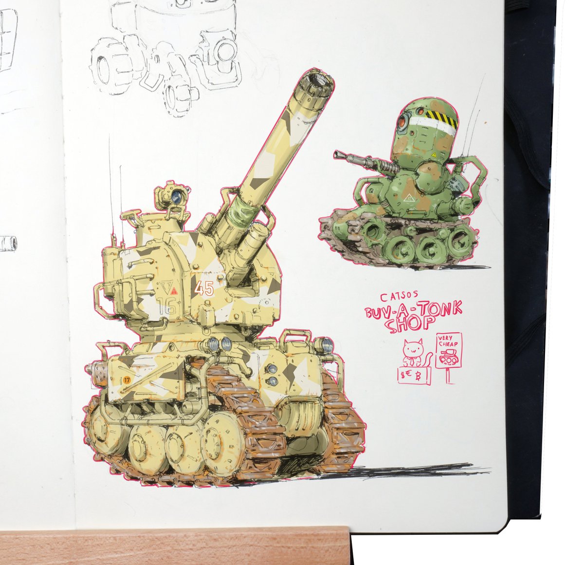 some heavy steel tonks from the sketchbook I did some months ago