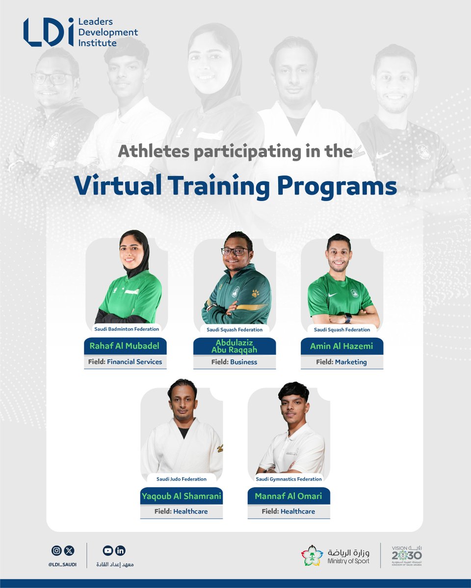 LDI_SAUDI's tweet photo. 📝 | #LDI unveils its Virtual Training Program for Saudi athlete development, launched as part of a series of training initiatives undertaken by the Institute in line with the goals of Saudi #Vision2030 🏋‍🌟 https://t.co/T3JyRuc40U