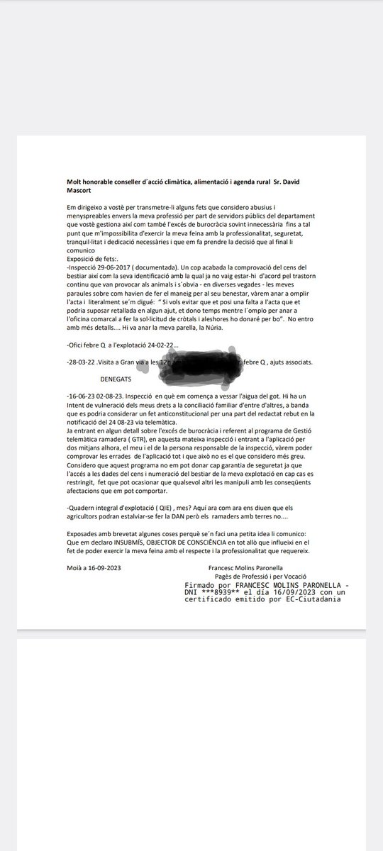 Francles5feixes's tweet image. coses de tantes que n'hi podria afegir, abús d'autoritat, redactats "anticonstitucionals", burocràcia excesiva a voltes innecessària e incoherent.....
Sóc Pagès, visc de la terra i PER ELLA. Tinc bestiar, visc d'ell i PER ELL. Ho seguiré fent, és la meva vida però així NO.