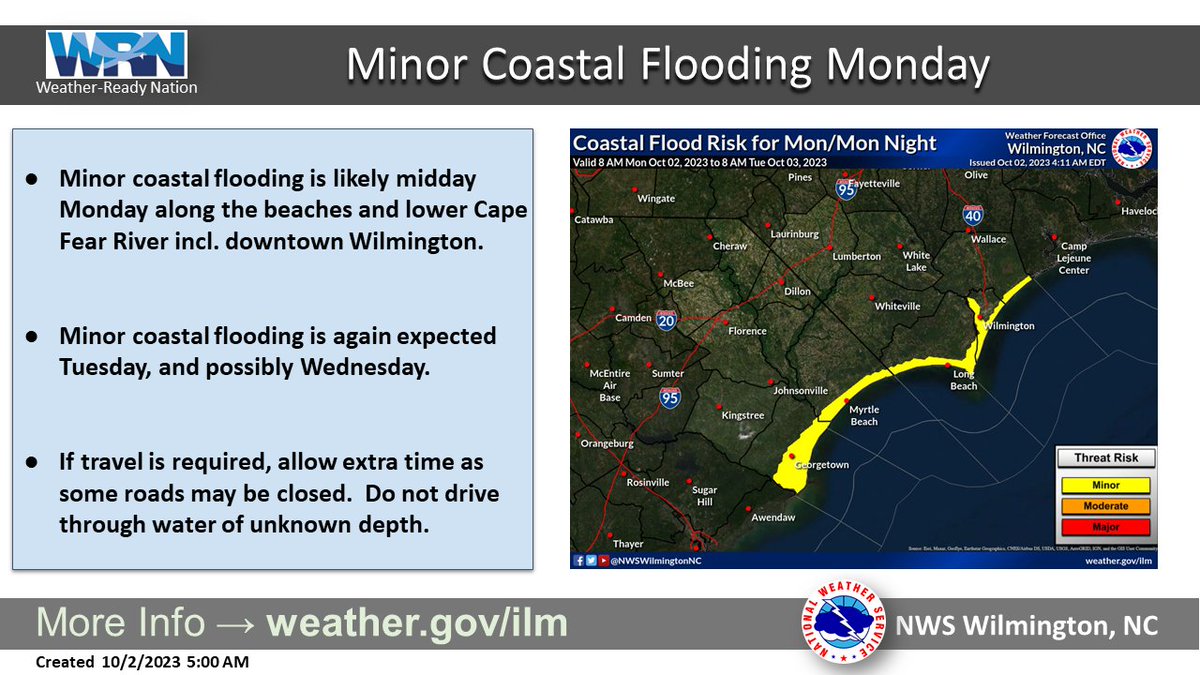 Minor coastal flooding continues early this week, due to higher than normal astronomical tides from a full moon, and persistent easterly swells.