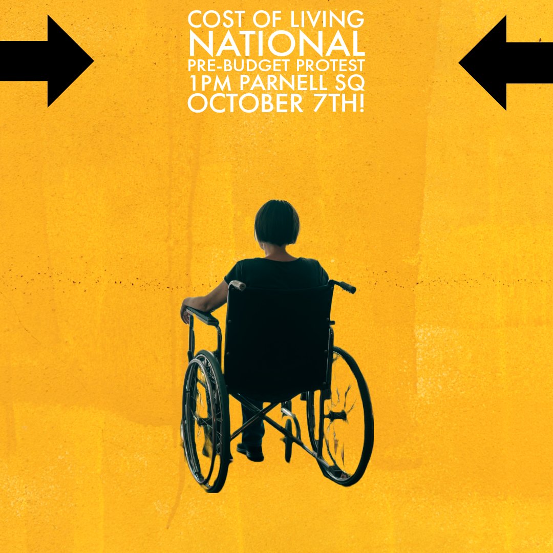 39.1% of people with a disability are in poverty. The Cost of Living crisis is hitting the most vulnerable people in Ireland. Protest 1pm Sat Oct 7th Parnell Sq Dublin.