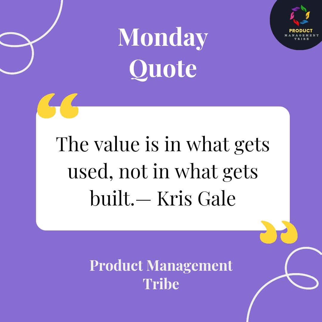 'The value is in what gets used, not what gets built.'

An important reminder to product teams to retain the value of a product and its usefulness. 

#productmanager #productcommunity #producttalks #PMT #producttribe