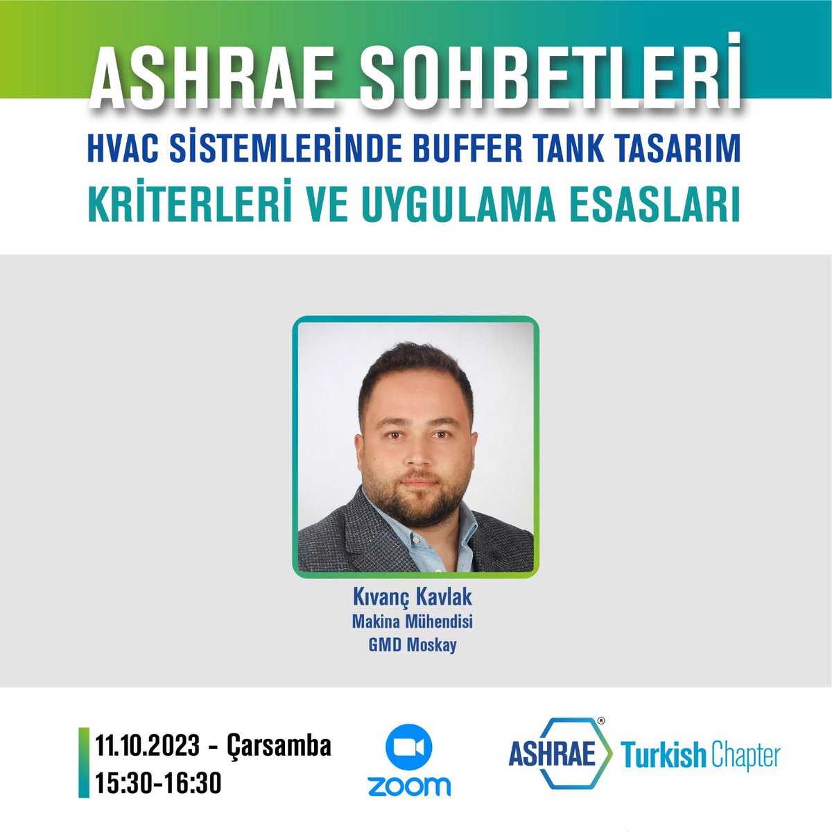 Ashrae Turkish Chapter olarak düzenlediğimiz sektör sohbetlerinde Ekim ayı konumuz “HVAC Sistemlerinde Buffer Tank Tasarım Kriterleri ve Uygulama Esasları”.
 Sohbetimize katılmak için aşağıdaki link üzerinden kayıt olabilirsiniz.
#ashraeturkishchapter 
us02web.zoom.us/meeting/regist…