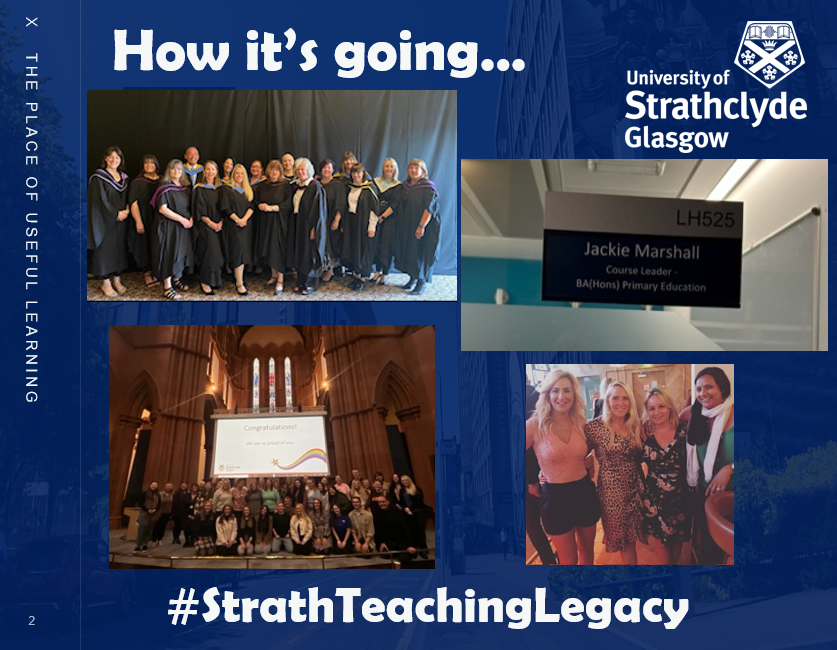 StrathEDU's tweet photo. We are getting closer to #WorldTeacherDay! Today's #StrathTeachingLegacy features our new and brilliant BAPE Course Leader, Jackie Marshall @Jackie8Marshall. Read more here... https://t.co/X3lOkL0jEb