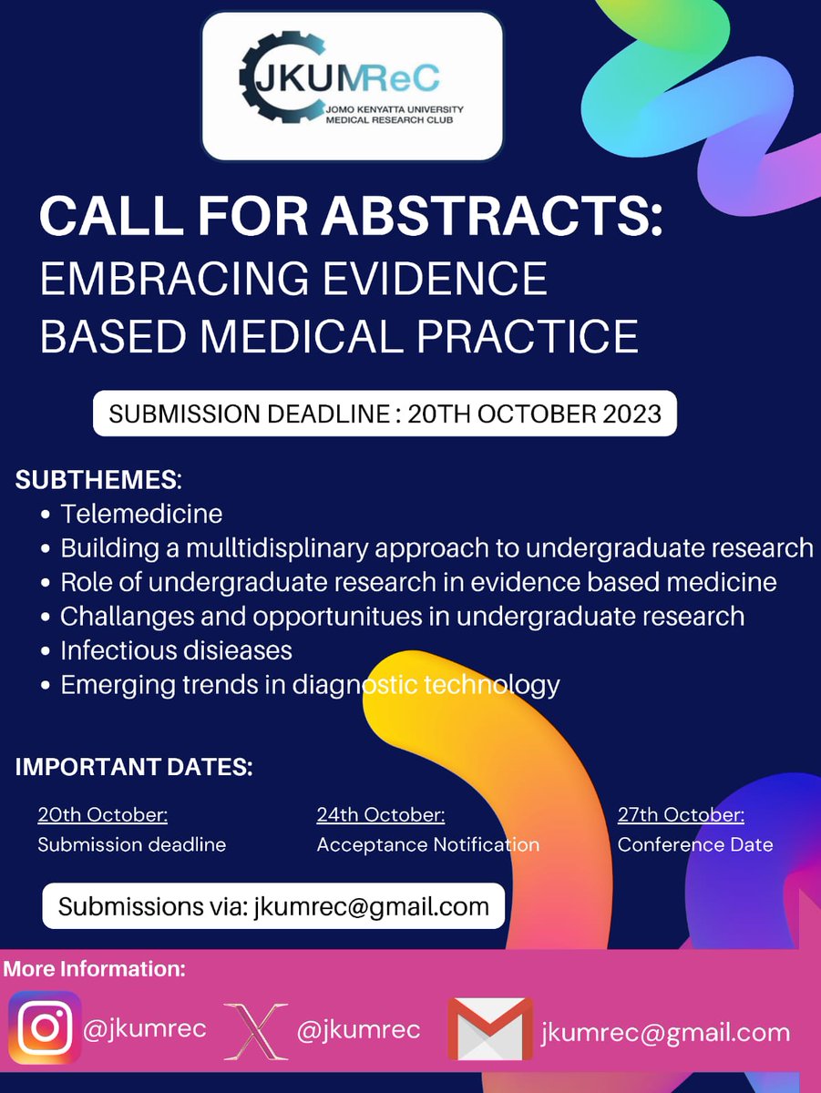 Manifesting a great week🥳🥳
While at it , continue submitting your abstracts for the upcoming conference and I promise you the week will get even better!

Note ,there is a deadline to the submission.