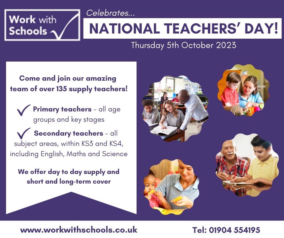 WorkwithSchools's tweet photo. Happy #nationalteachersday everyone from our team here at WorkwithSchools!
Today we would like to give a huge shout out to all our supply teachers and thank them for their continued hard work and efforts.
#teachersday #vacancies #teachervacancies #yorkteachers https://t.co/vWGqlpGeg9