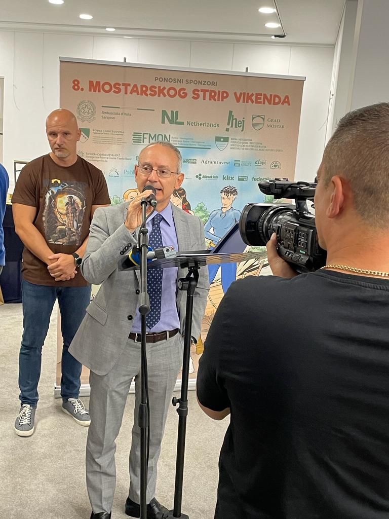 italyinbih's tweet photo. Successful weekend for #Mostrip, the must-attend event for comic book enthusiasts where 🇮🇹 once again proved to be a protagonist. We are proud to be a long-standing partner of this event, a consolidated symbol of the historical and cultural bond between🇮🇹 &🇧🇦. https://t.co/DJw2uRERPW