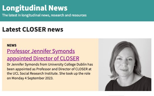 CLOSER_UK's tweet image. 🔔This month's Longitudinal News is out now! Check out all the latest #longitudinal news, research and events including:
- @Jenny_Symonds appointed CLOSER Director
- #StudySpotlight: Back to school with @growingupinscot
- @ESRC Reverse Science Cafes
➡️mailchi.mp/d8a583f49552/l…