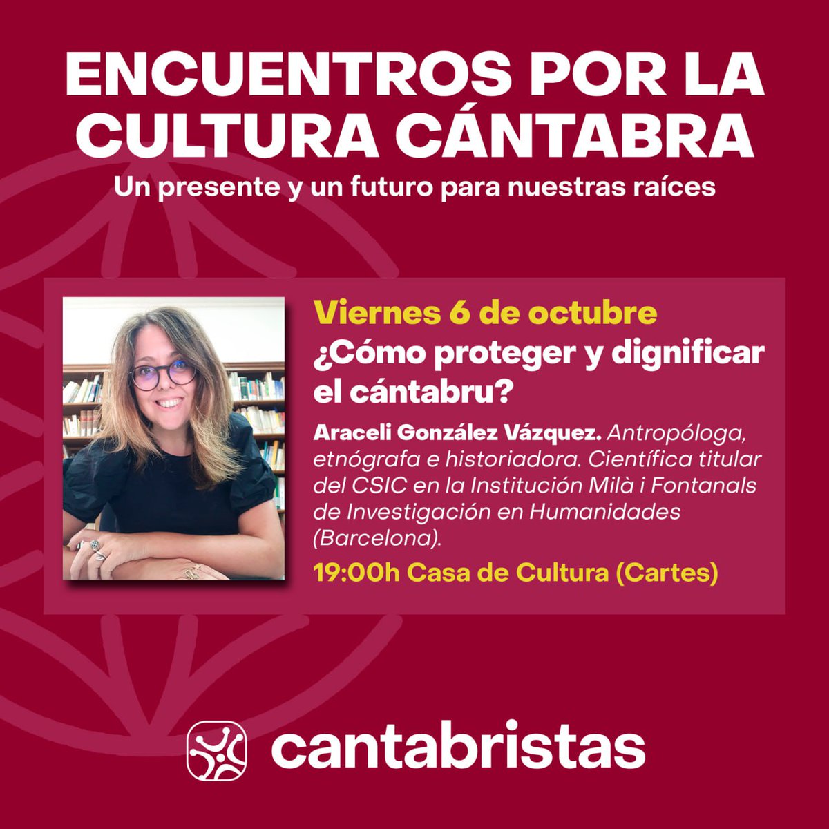 cantabristas_'s tweet photo. 📍 El primero de nuestros "Encuentros por la cultura cántabra" lo realizaremos en Cartes junto a Araceli González y versará sobre la protección y dignificación del cántabru.

💢 Acompáñanos en una reflexión sobre cómo seguir divulgando esta expresión de nuestra riqueza cultural. https://t.co/eX0Ur3dYfC