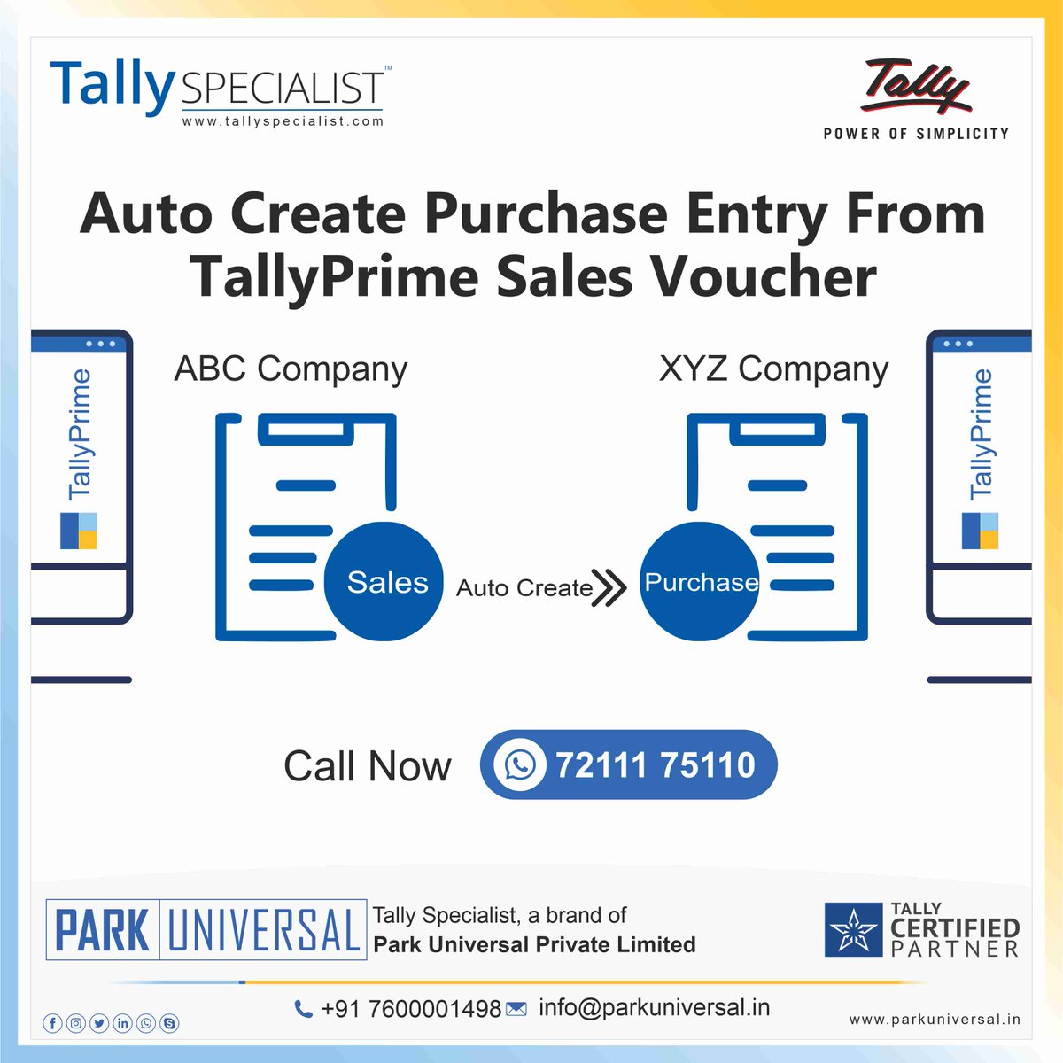 specialisttally's tweet image. Introducing Auto Create Purchase Entry From Tally Prime Sales Voucher. It help manage inventory , save time from manual entry also gave accurate data of stock profit-losses.
#TallyPrime 
#TallySolutions
#Customsolution