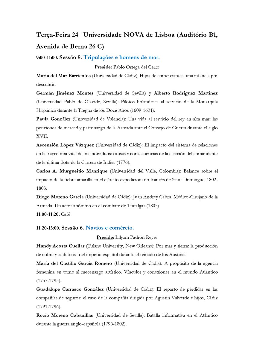 lilysan86's tweet photo. 🥁🥁🥁 #Programa académico del VII Simposio Internacional de Historia y Arqueología Marítimas "Mares y oc��anos en la historia global" 🌊👇
📆23-25 de octubre de 2023
 📍Universidad Nova de Lisboa - Museo de Marina 
Evento #presencial 
@PAIDI_HUM313 https://t.co/TNUd8ARI6c