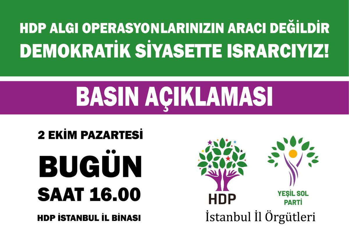 YesilsolUmr's tweet photo. Bu sabah İstanbul'da aralarında PM, ilçe eşbaşkanları, il-ilçe yöneticileri ve üyelerimizin bulunduğu onlarca arkadaşımız hukuksuz bir şekilde gözaltına alındı.
Yaşanan bu siyasi kırım operasyonlarına ilişkin bugün  16.00'da İstanbul İl binamızda basın açıklaması yapılacaktır. https://t.co/oJmDsJ8FgS