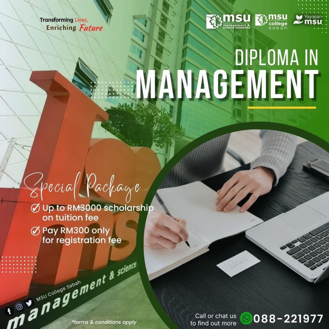 Anda pelajar lepasan SPM dan berminat dalam bidang Pengurusan?
Sertai program Diploma in Management di MSU sekarang! Kami menawarkan program yang terbaik hanya di MSU.

🤩BIASISWA DISEDIAKAN🤩

*tertakluk dengan terma dan syarat
MOHON SEKARANG! 😆

#JomMasukIPT
#MSUMalaysia
#SPM