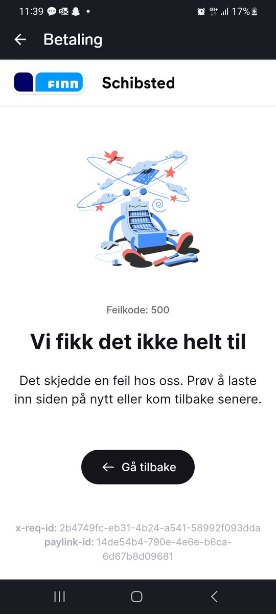 Hei <a href="/schibsted/">schibsted</a> og <a href="/FINN_no/">FINN.no</a> 🙋🏼‍♀️ problemer med betalingsløsninger for annonser?