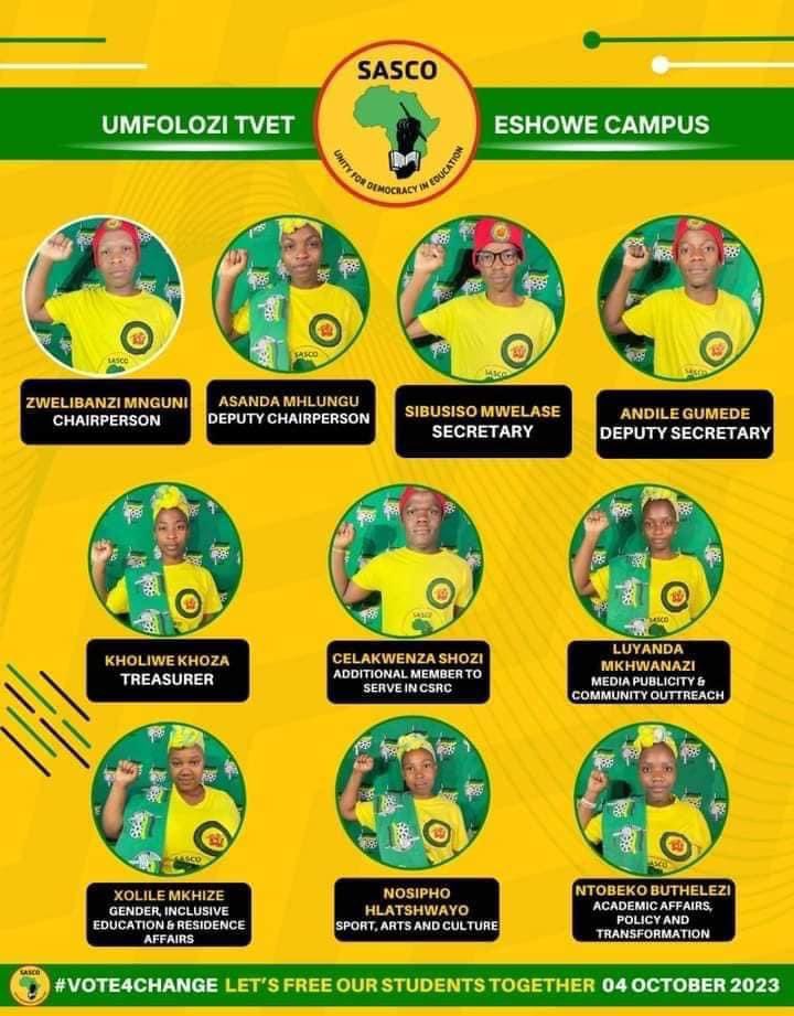 SascoNational's tweet photo. Eshowe Campus 
Mandeni Campus 

🖤💚 💛 ❤️
#VoteSASCO 
#TheOnlySululu
#SASCOyabafundi
#sasco_ingeyethu https://t.co/8LB6AqR493