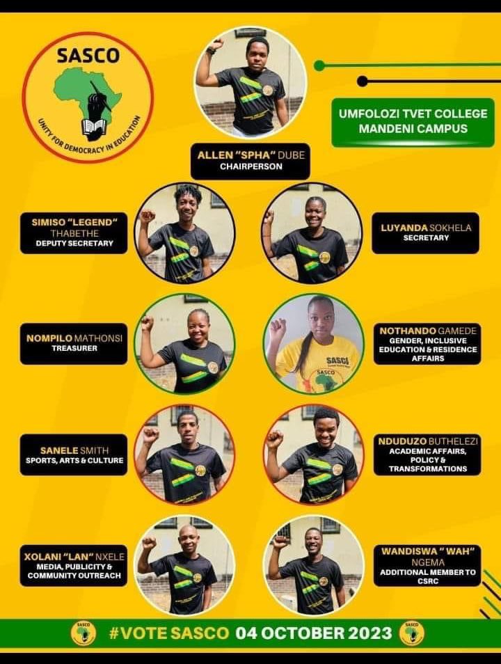 SascoNational's tweet photo. Eshowe Campus 
Mandeni Campus 

🖤💚 💛 ❤️
#VoteSASCO 
#TheOnlySululu
#SASCOyabafundi
#sasco_ingeyethu https://t.co/8LB6AqR493