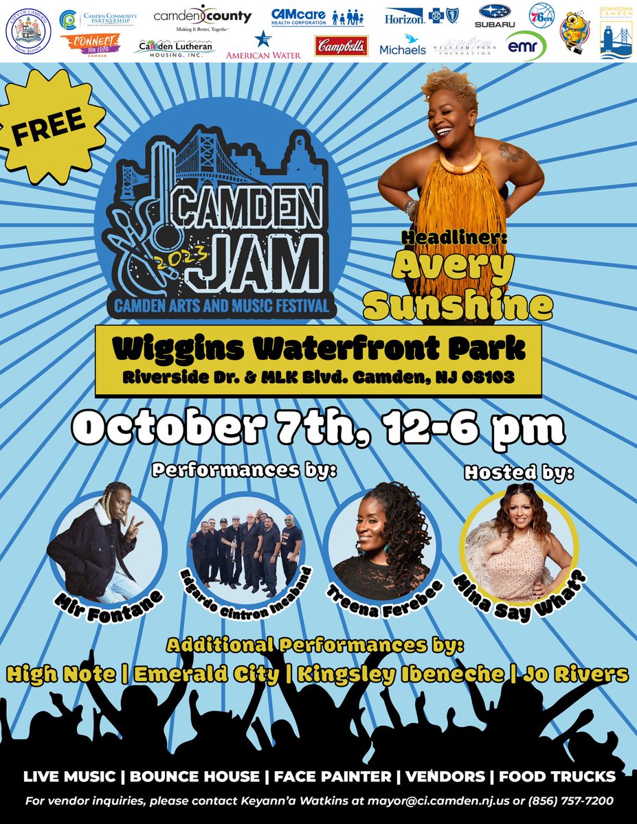 Dyana Williams (@dyanawilliams) on Twitter photo Camden Philly Delaware New York come through for the FREE Camden Jam Festival 10/7/2023 <a href="/AverySunshine/">AverySunshine</a> <a href="/TreenaFerebee/">TREE</a> Camden’s own MIR Fontaine Cintron Latín Band hosted by <a href="/minasaywhat/">MINA SAYWHAT</a> Camden Philly Delaware New York come through for the FREE Camden Jam Festival 10/7/2023 <a href="/AverySunshine/">AverySunshine</a> <a href="/TreenaFerebee/">TREE</a> Camden’s own MIR Fontaine Cintron Latín Band hosted by <a href="/minasaywhat/">MINA SAYWHAT</a>