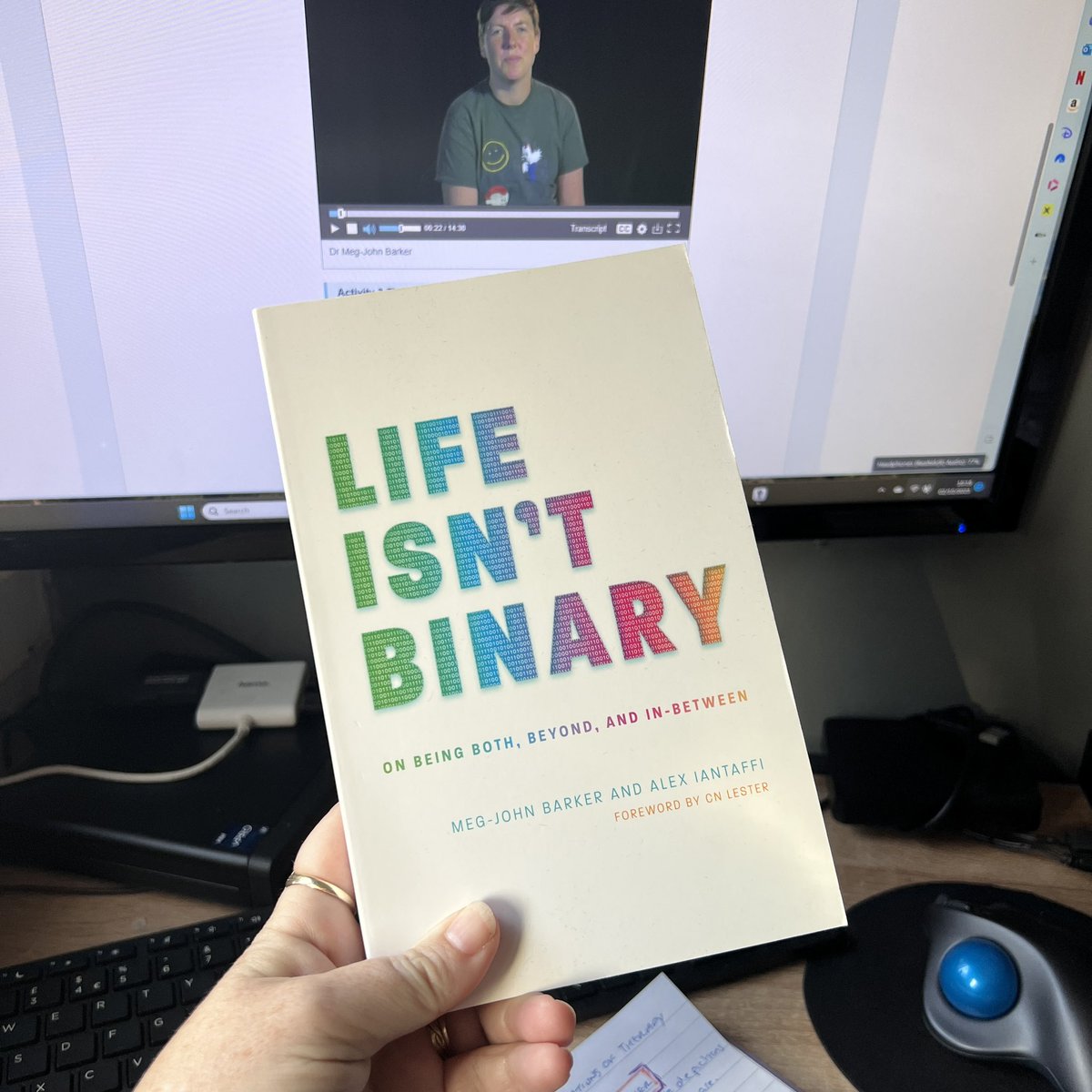 ElRiEmpath13's tweet photo. "Life isn't binary" by @megjohnbarker has been on my read list since it was recommended by a queer book club member!

(My read list is erm.. Infinite.. Bermuda triangle for books)

The author is co-author of my @OU_FASS module

That book just navigate to the top of my read list!! https://t.co/TQeEF6ebr2