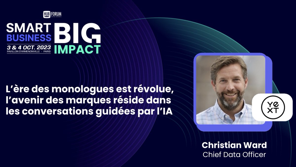 wardchristianj's tweet image. Looking forward to discussing how the future of marketing is trust-centric, AI-driven dialogues at #hubforum from @HUBInstitute in Paris tomorrow.

@Yext