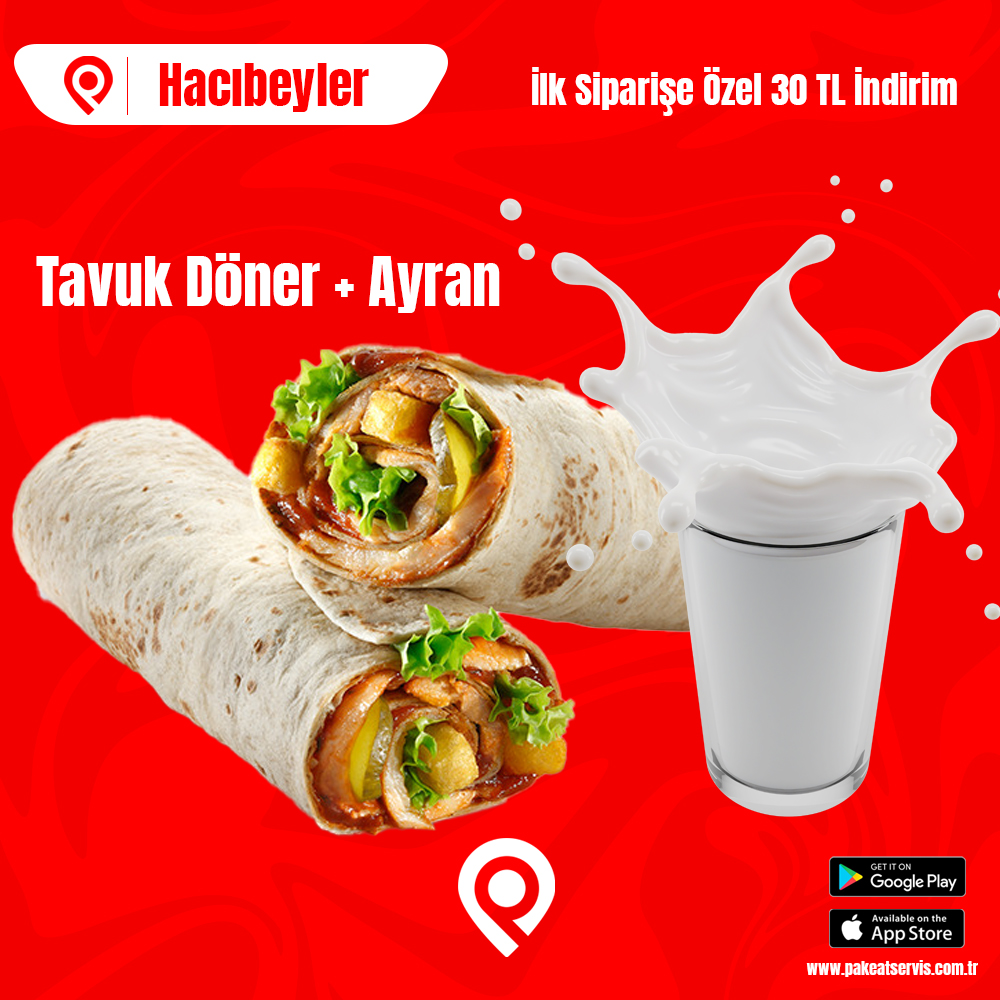 📌 2'li Olmazsa Olmaz Tavuk Döner + Ayran

2'li Paket, Pakeat Servis Uygulamasından Hemen Sipariş Ver Kapına Gelsin.

🎉 İLK SİPARİŞE ÖZEL 30 TL İNDİRİM

🎉 Kampanyalarımızdan Haberdar Olmak İçin BİZİ SOSYAL MEDYA Hesaplarımızdan Takip Etmeyi Unutmayınız.

📞 0850-533-33-70
