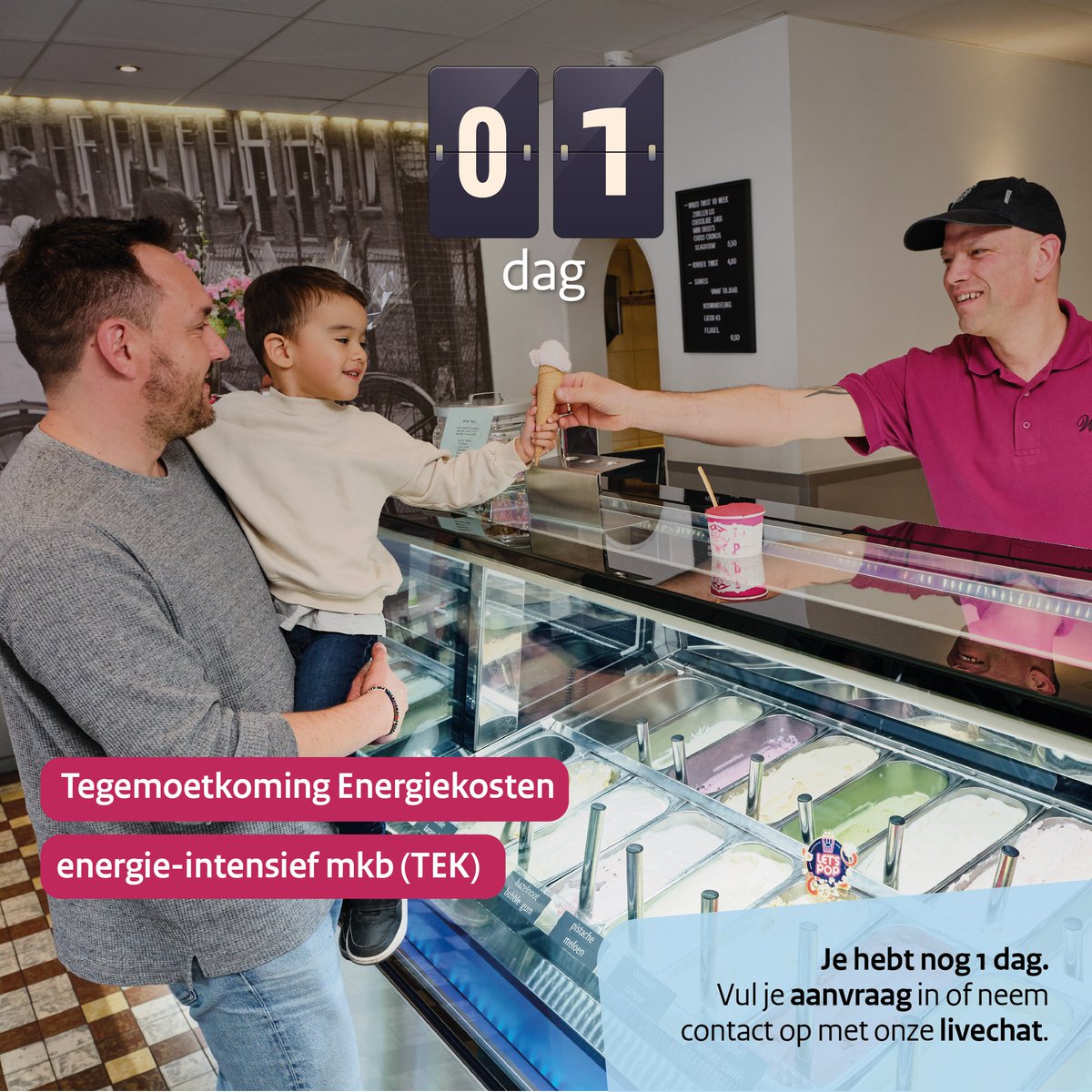 ❗ Vandaag is de laatste dag om de TEK aan te vragen. Zorg dat je aanvraag op tijd binnen is. Lukt het aanvragen niet? Meld het bij een medewerker via onze livechat op rvo.nl/tek. We helpen je graag verder. 

#TEK