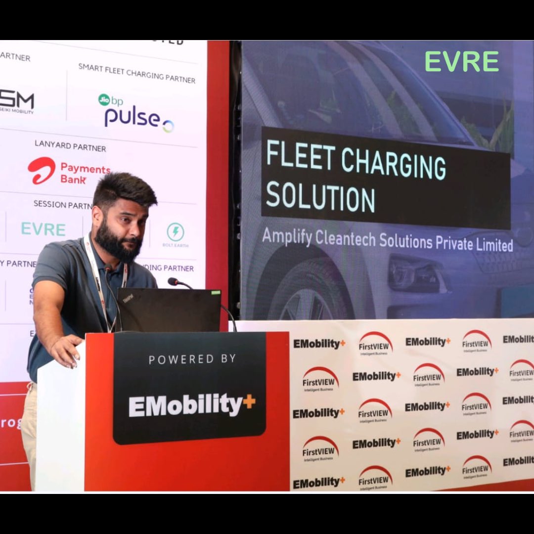 EVRE_in's tweet photo. CBO @chandreshsethia took the stage at the Emobility Fleet Show. As the keynote speaker, he not only shared invaluable insights but also ignited a fire of inspiration in the crowd, painting a vivid picture of the future of emobility. https://t.co/tiC7Wo5M5G
