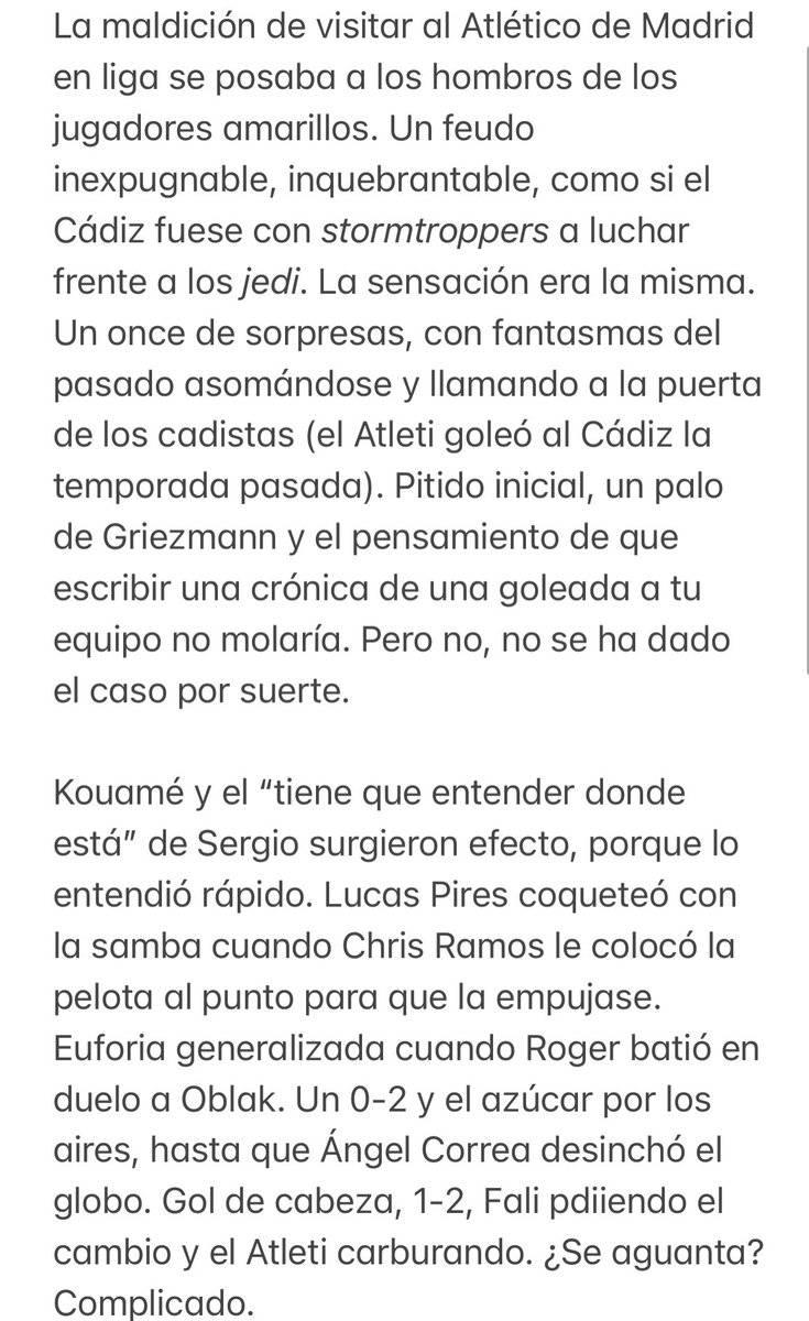 beniarroyo_'s tweet photo. 📝| La 𝗕𝗲𝗻𝗶𝗖𝗿𝗼́𝗻𝗶𝗰𝗮 del Atleti 3-2 Cádiz CF: Maldición infinita

Si os gusta, un RT y un MG ayudan! https://t.co/J3kP26pcjq