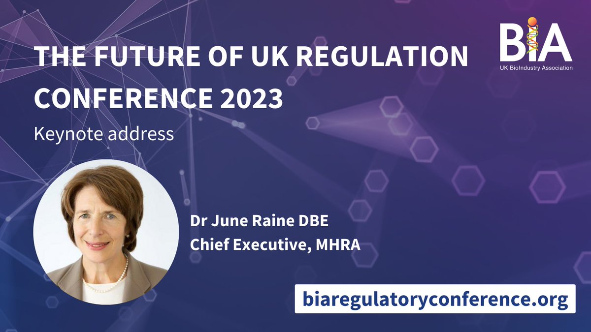 📆 The @BIA_UK #FutureUKReg2023 conference starts this week 👩‍🔬 Our Chief Executive, Dr June Raine will be delivering the keynote address to help kick off the event. See the full agenda here 👉 bit.ly/46ox8qZ
