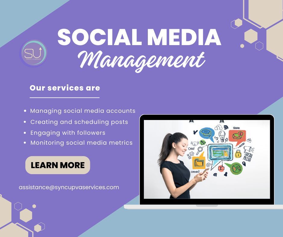 SyncUpVA's tweet photo. New clients wanted! SyncUp VA Service's social media manager streamlines your online presence, letting you focus on what you do best. DM us for a hassle-free consultation! 🌟 #SyncUpVA #socialmedia https://t.co/Rmt4oN7Ltx