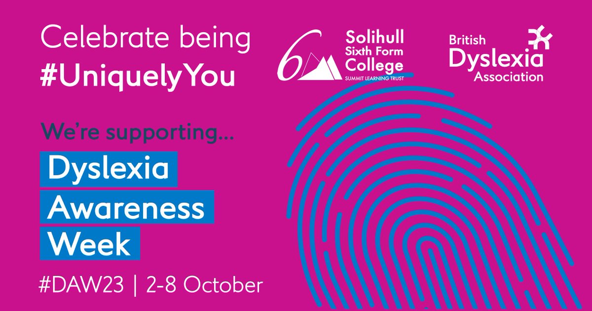 It is Dyslexia Awareness Week. The theme is ‘Uniquely you’! 1 in 10 people estimated to have some form of dyslexia, with 4% of the population having very severe dyslexia. Find more information and resources at bdadyslexia.org.uk.