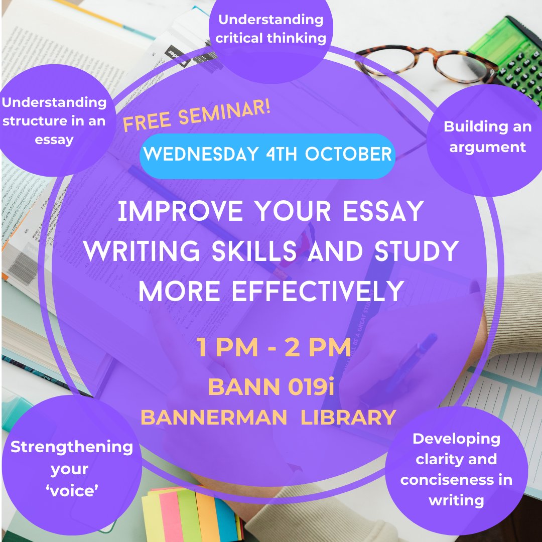 Looking to improve your essay writing? Join ASK in Bannerman Library 019D for our Academic Writing Workshop on 4th October from 1 pm - 2pm. No sign up required😊 
<a href="/Brunel_Library/">Brunel University of London Library</a>
<a href="/BrunelCampus/">Brunel Campus Life</a>
<a href="/brunelstudents/">Union of Brunel Students</a>