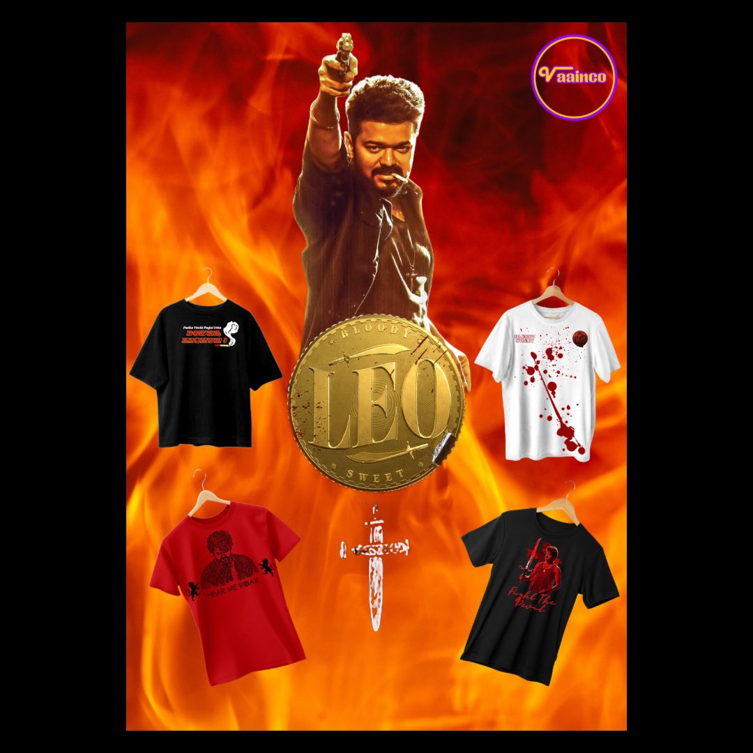 vaainco's tweet photo. Join DAS&amp;Co 🦁🚬⚔️
#vaainco #carryyourcredo  #leo #merchandise #Ilayathalapathy #thalapathyvijay #Vijay #Leo #Thalapathy  #officialfanmerchandise #tshirts #lcu #fanboy #thalapathyfans #thalapathyfan #lokeshkanagaraj #anirudh #leodas #badass #naaready #leotrailer @7screenstudio https://t.co/AhLLpuyMOA