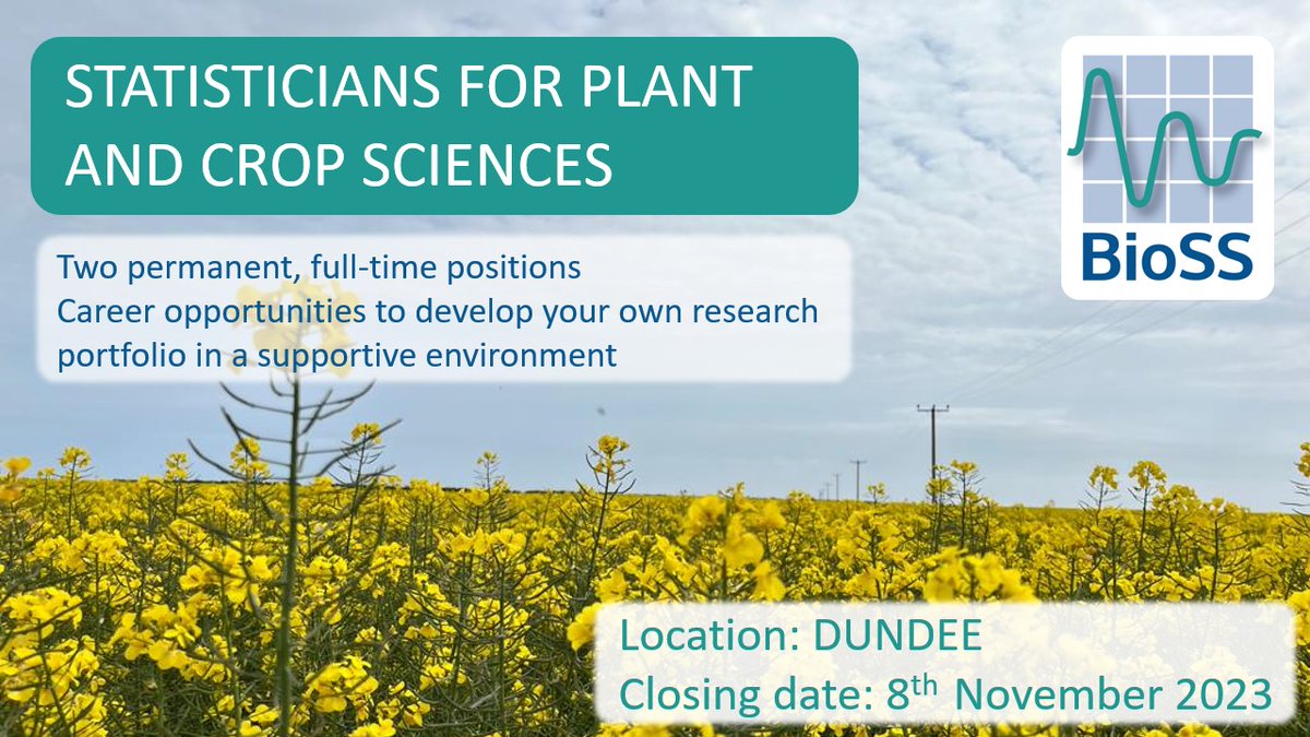 TWO great opportunities to join a #supportiveculture using #statistics to make an #impact in the challenge of sustainable food security. Join BioSS developing collaborative research in plant and crop science #academicjobs #statsjob
Deadline: 8/11/23
Info: bioss.ac.uk/vacancies/stat…