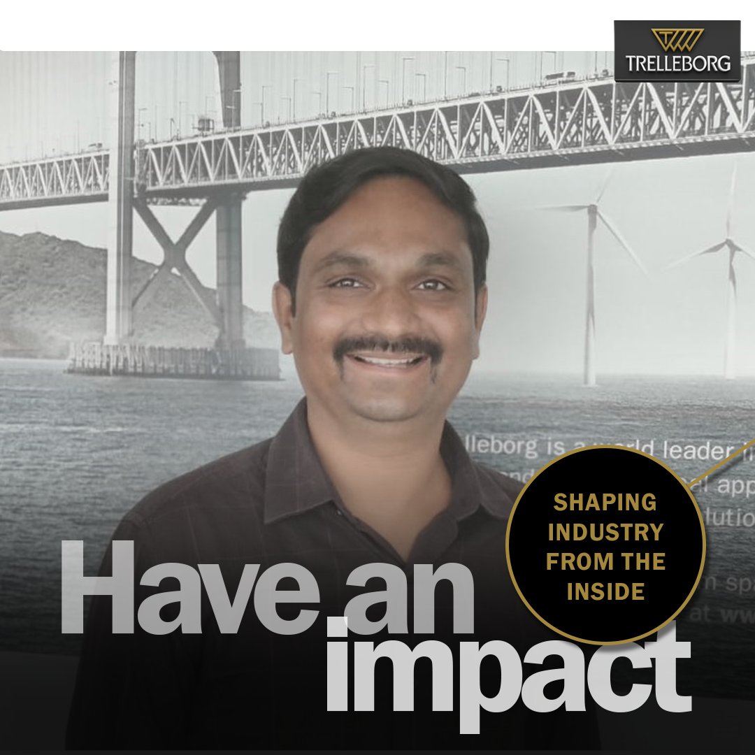 TrelleborgGroup's tweet photo. Senthil's proactive mindset and collaborative spirit drive success. Ready to join a culture of cooperation? Explore opportunities: https://t.co/io32vVfwzz #ShapingIndustryfromtheInside #HaveanImpact https://t.co/qUsFcGcbaA
