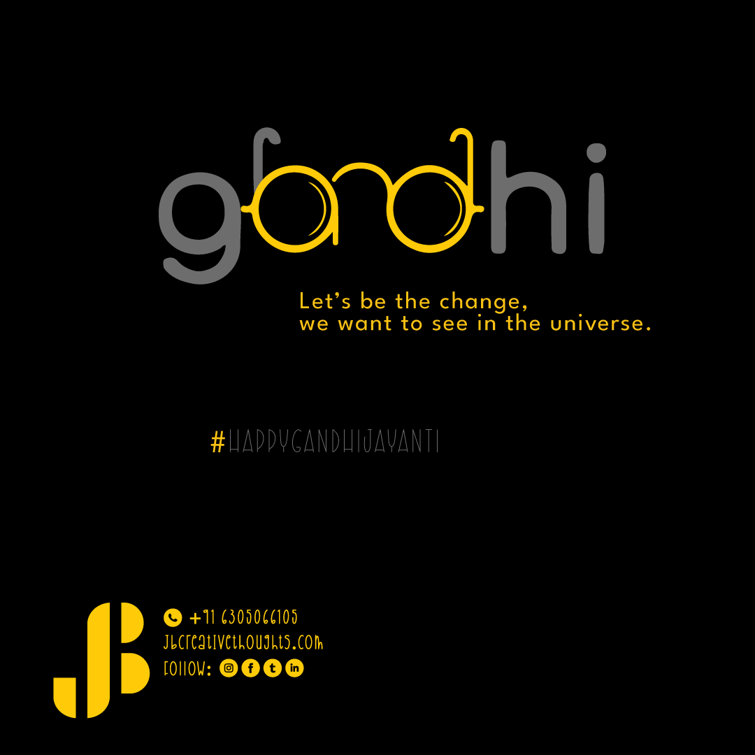 jbcreativity's tweet photo. Let's be the change we wish to see in our lives first and then the world.
Happy Gandhi Jayanti.
.
#jbcreativethoughts #jbct #gandhijayanthi #gandhijayanthi2023 #మహాత్మాగాంధీ #gandhiji #gandhi #गांधी_जयंती #growyourbusines #digitalmarketing #marketingagency #digitalmarketingagency https://t.co/Ei8oAO4kqc