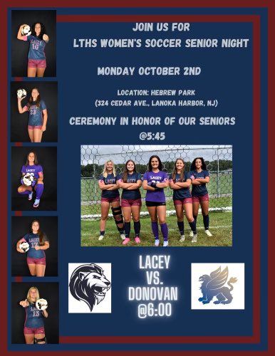 ⚽️🐾🦁 GAME DAY!!! Not just any game day, it’s SENIOR NIGHT!!! Come out to support our 5 fantastic seniors tonight at Hebrew Park, as we take on Donovan Catholic at 6:00. Senior ceremonies to be held before the game. #FAMILY #ThankUSeniors