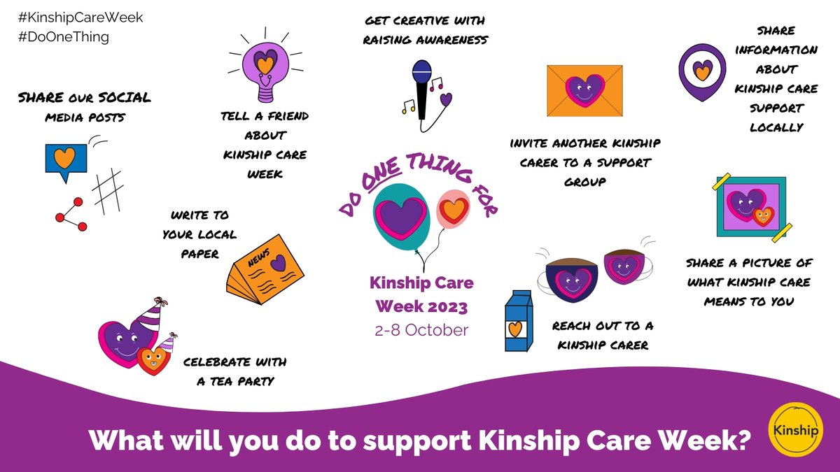 #KinshipCareWeek has landed! 💖

This year the theme is #DoOneThing to raise awareness and keep #KinshipCare in the spotlight.