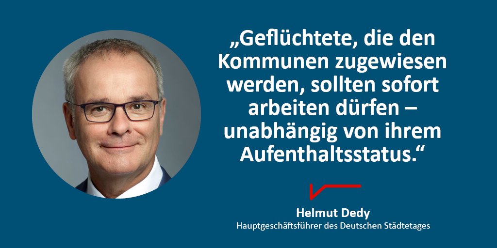 #Asylpolitik: Berufliche Qualifikationen aus den Heimatländern von Geflüchteten müssen schneller und unbürokratischer anerkannt werden. Das dient der #Integration und lindert den #Fachkräftemangel. 
staedtetag.de/presse/pressem…
