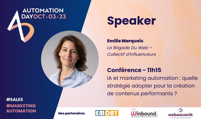 La Brigade Du Web (@labrigadeduweb) on Twitter photo Vous êtes sur <a href="/AutomationDay/">AutomationDay</a> demain ?
‼️Ne manquez pas la conférence d'<a href="/emiliemarquois/">Emilie Marquois</a> à 11h15 pour parler de l'#IA et du #marketingautomation
Inscrivez vous dès maintenant⤵️
👉🏻vu.fr/YeMoP
#ad23 #automationday Vous êtes sur <a href="/AutomationDay/">AutomationDay</a> demain ?
‼️Ne manquez pas la conférence d'<a href="/emiliemarquois/">Emilie Marquois</a> à 11h15 pour parler de l'#IA et du #marketingautomation
Inscrivez vous dès maintenant⤵️
👉🏻vu.fr/YeMoP
#ad23 #automationday