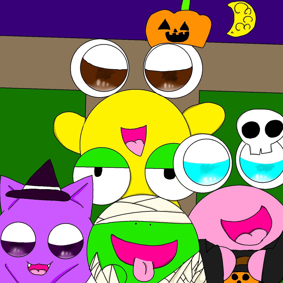 今日は娘のイラストです。
ハロウィンを楽しむほなちゃんたちです！