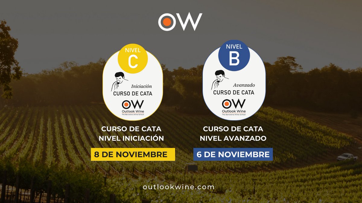 50º Curso de Cata Nivel C Iniciación - Presencial
Inscripciones: outlookwine.com/curso/4/curso-…

49º Curso de Cata Nivel B Avanzado - Presencial
Inscripciones:
outlookwine.com/curso/3/curso-…